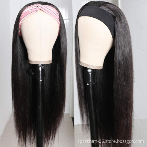 Virgin Cuticle Aligned Human Hair Headband Wig For Black Women Brazilian Body Deep Water Wave Kinky Curly Headbands Wig